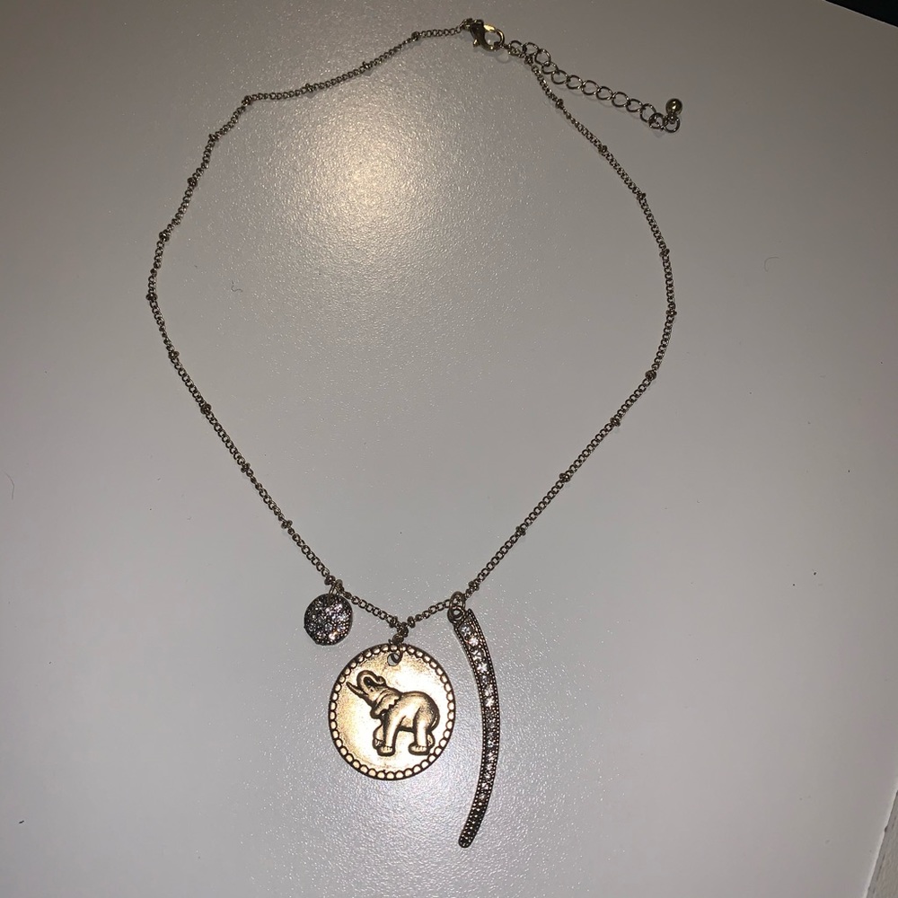 New gold elephant rhinestone necklace